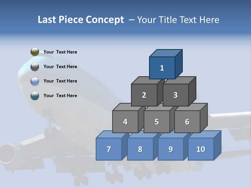 A Blue And White Airplane Is Flying In The Sky PowerPoint Template