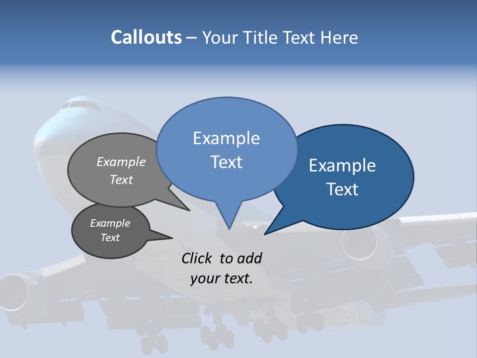 A Blue And White Airplane Is Flying In The Sky PowerPoint Template