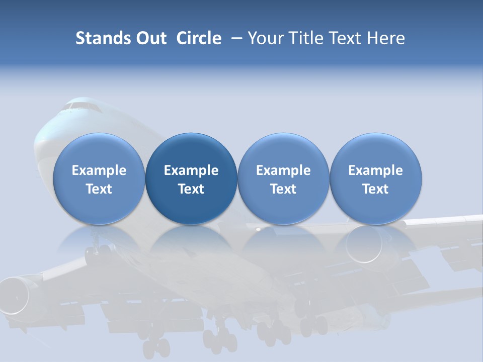 A Blue And White Airplane Is Flying In The Sky PowerPoint Template