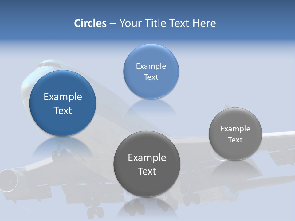 A Blue And White Airplane Is Flying In The Sky PowerPoint Template