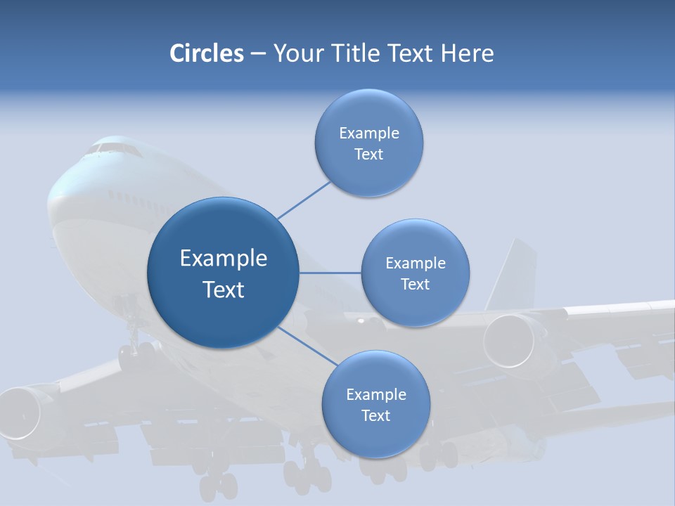 A Blue And White Airplane Is Flying In The Sky PowerPoint Template