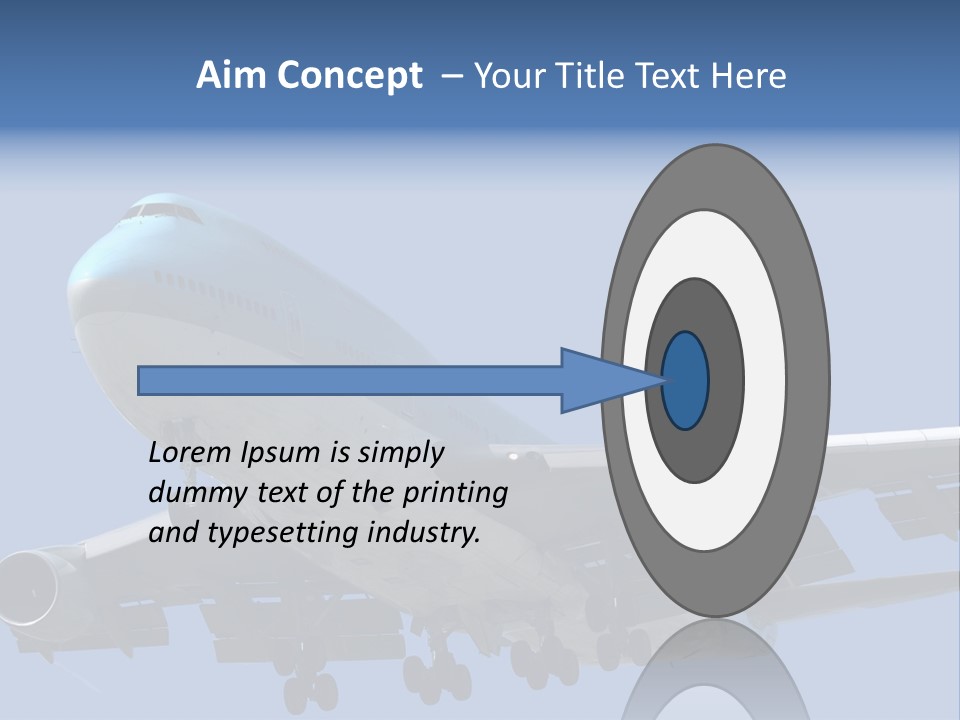 A Blue And White Airplane Is Flying In The Sky PowerPoint Template