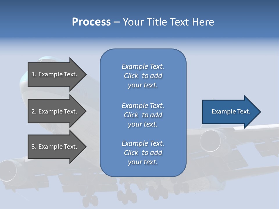 A Blue And White Airplane Is Flying In The Sky PowerPoint Template