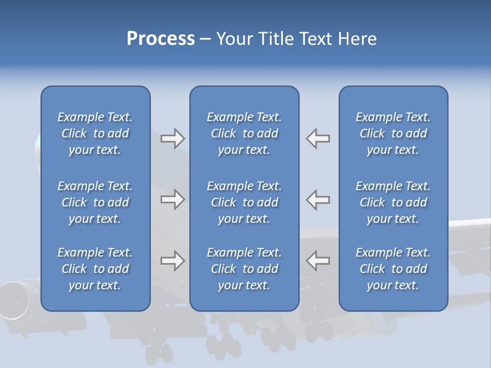 A Blue And White Airplane Is Flying In The Sky PowerPoint Template