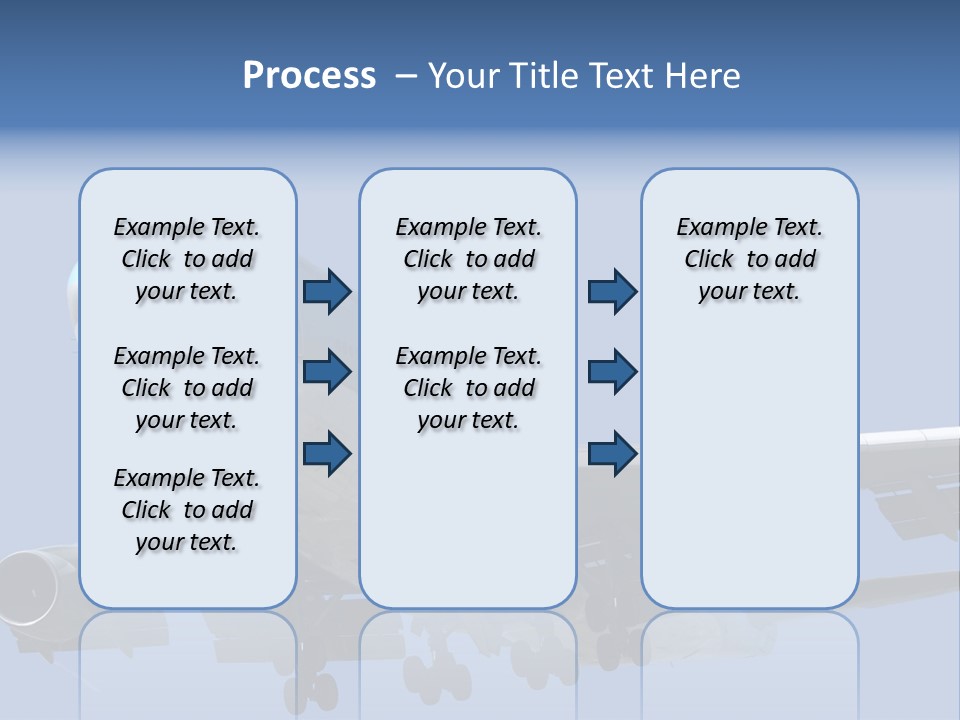 A Blue And White Airplane Is Flying In The Sky PowerPoint Template