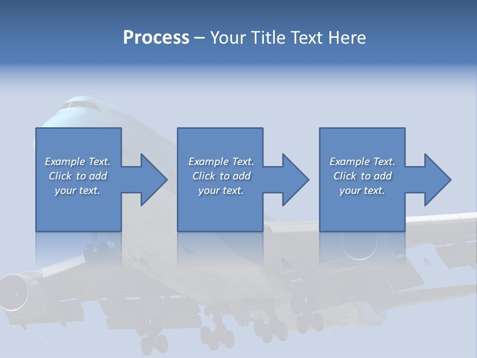 A Blue And White Airplane Is Flying In The Sky PowerPoint Template