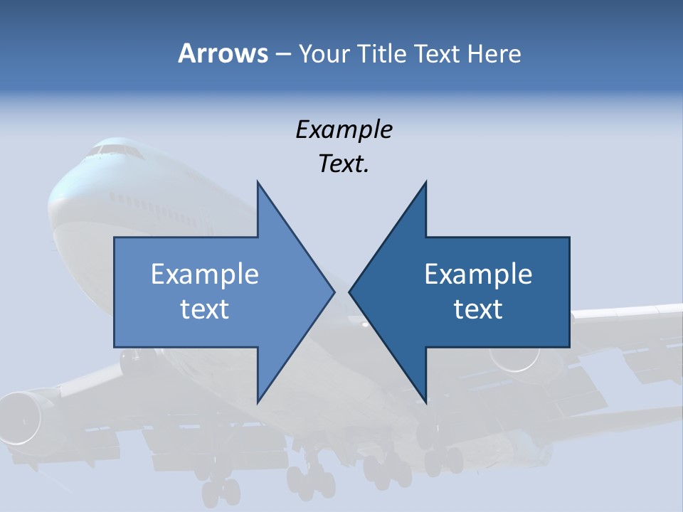 A Blue And White Airplane Is Flying In The Sky PowerPoint Template