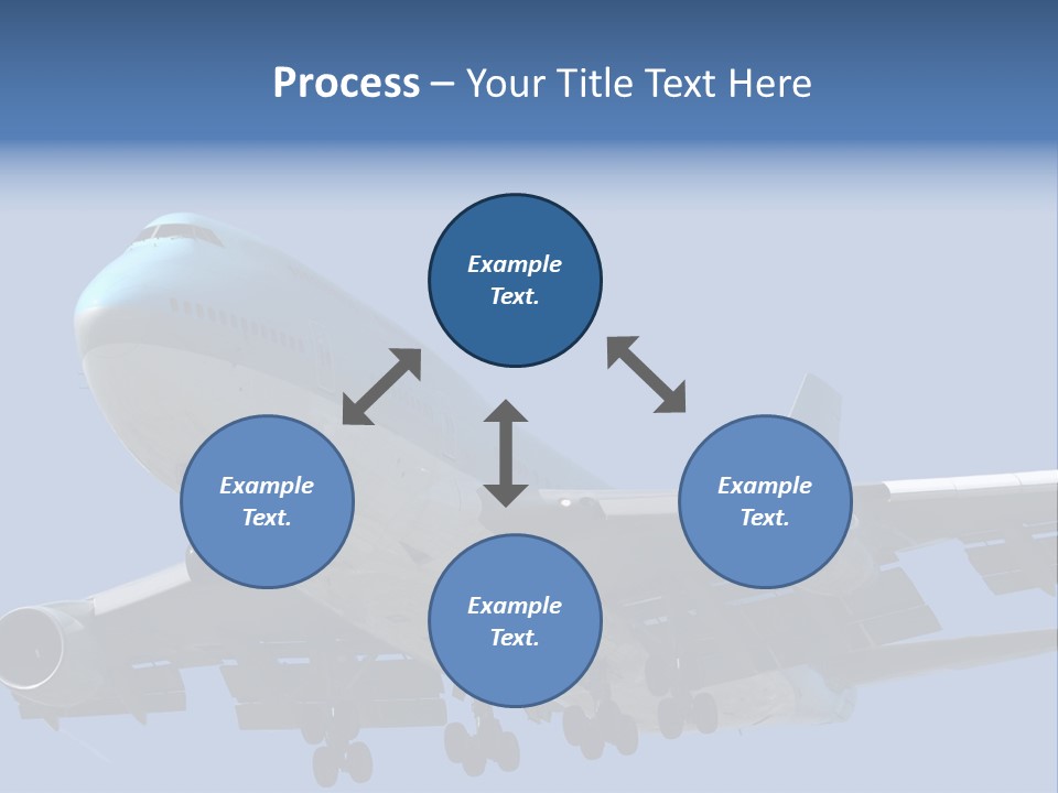 A Blue And White Airplane Is Flying In The Sky PowerPoint Template