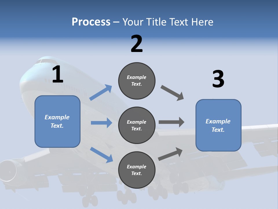 A Blue And White Airplane Is Flying In The Sky PowerPoint Template