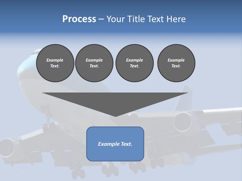 A Blue And White Airplane Is Flying In The Sky PowerPoint Template