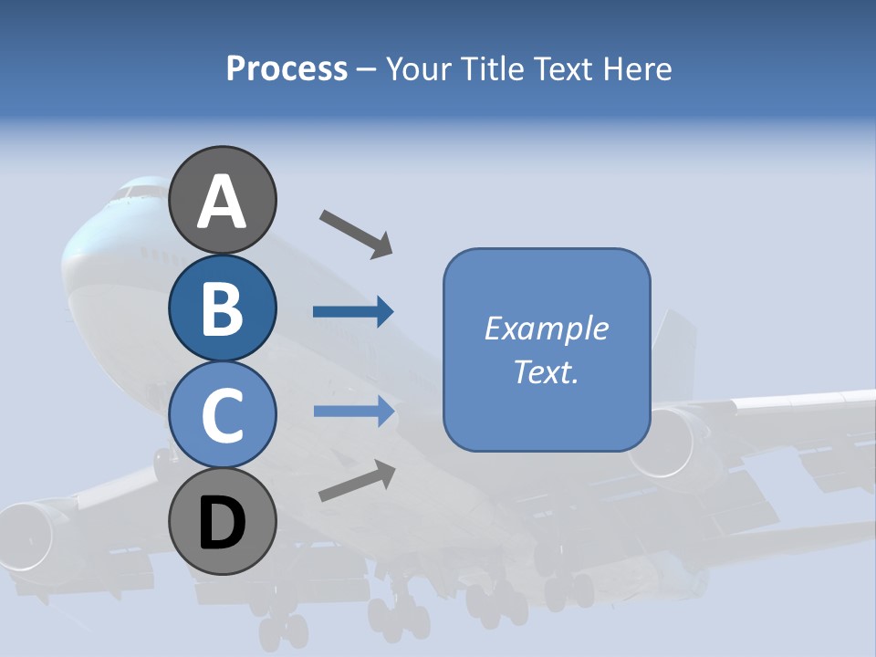 A Blue And White Airplane Is Flying In The Sky PowerPoint Template