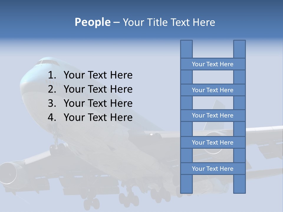 A Blue And White Airplane Is Flying In The Sky PowerPoint Template