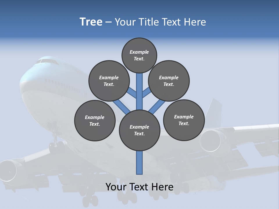 A Blue And White Airplane Is Flying In The Sky PowerPoint Template