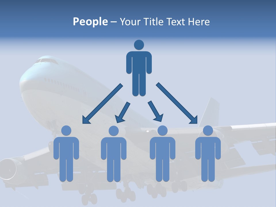 A Blue And White Airplane Is Flying In The Sky PowerPoint Template