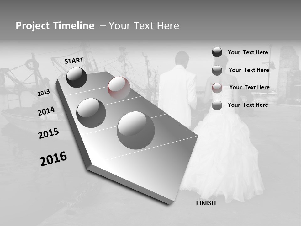 Couple Groom And The Bride In Fishing To Port PowerPoint Template