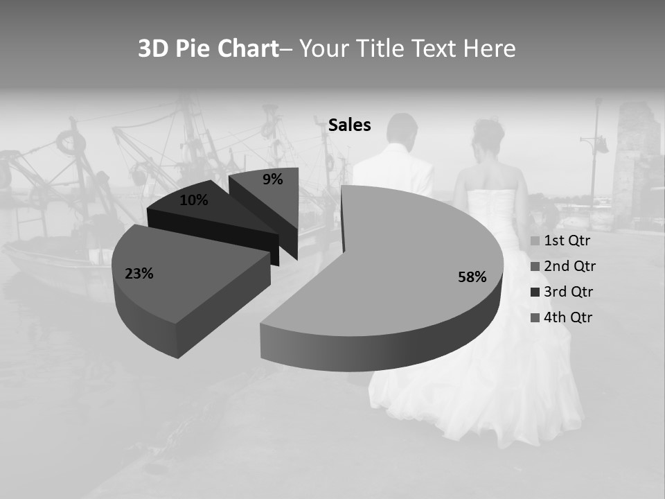 Couple Groom And The Bride In Fishing To Port PowerPoint Template