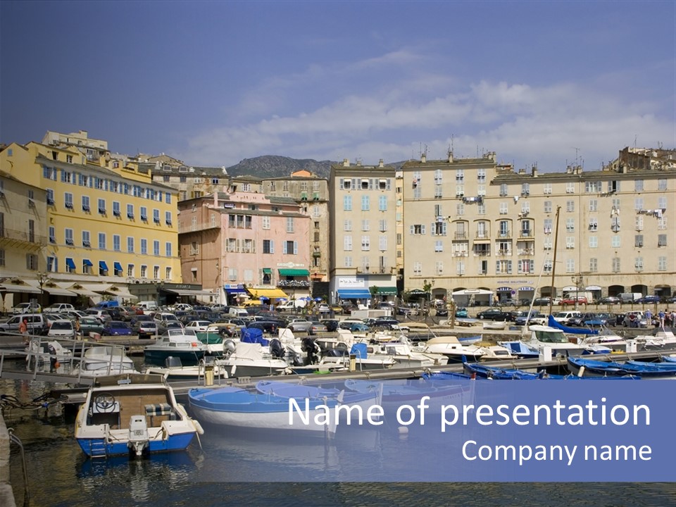 The Old Harbor Of Bastia, Corsica,France PowerPoint Template