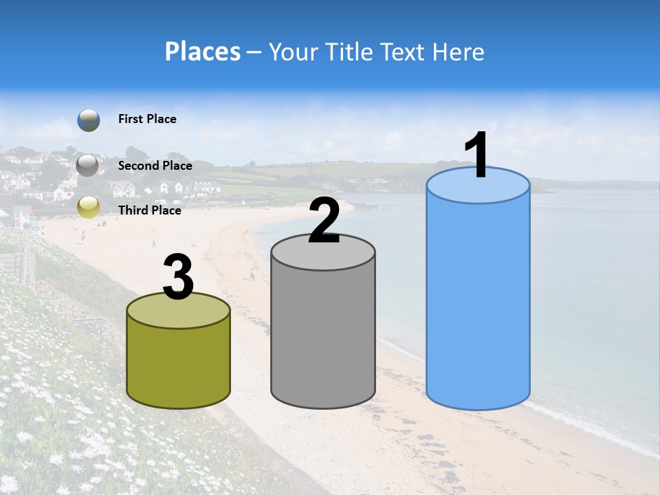 Gyllyngvase Beach In The Summer, Falmouth, Cornwall. PowerPoint Template