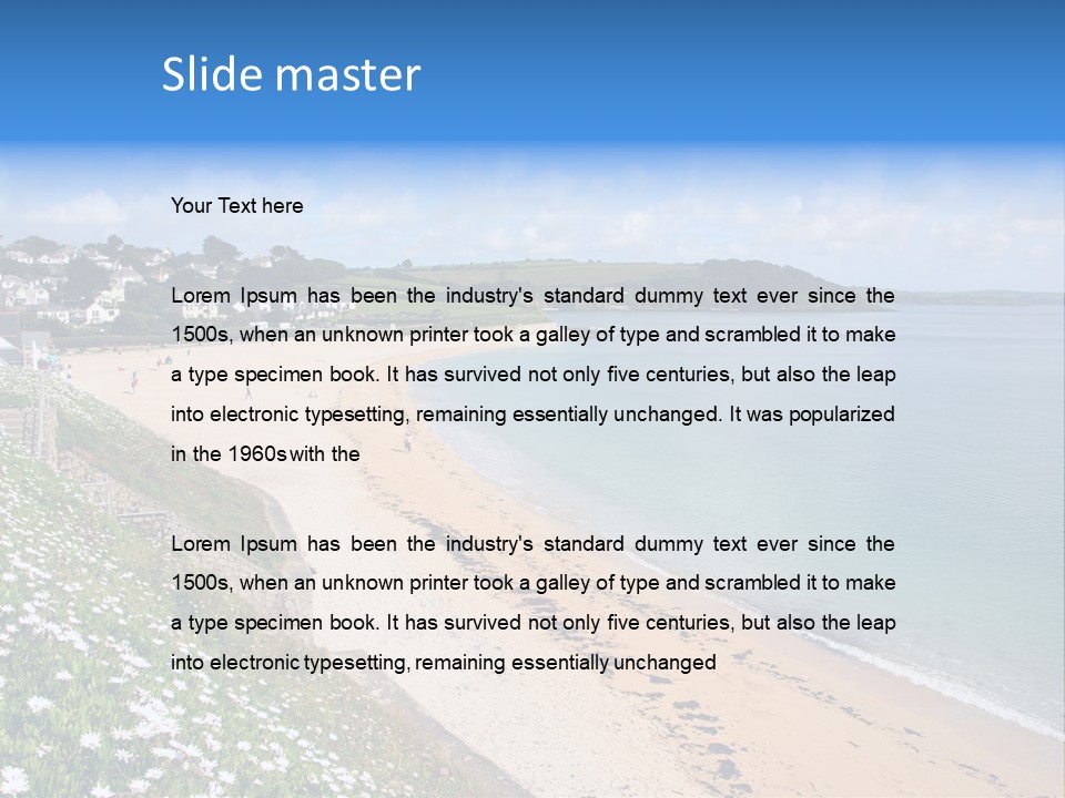 Gyllyngvase Beach In The Summer, Falmouth, Cornwall. PowerPoint Template