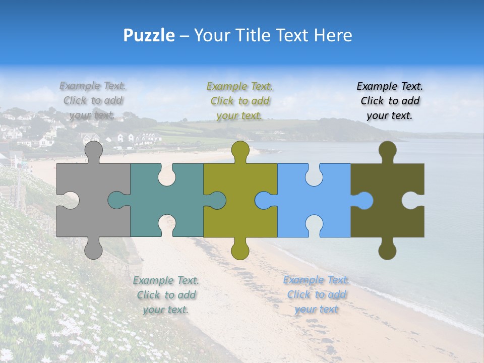 Gyllyngvase Beach In The Summer, Falmouth, Cornwall. PowerPoint Template