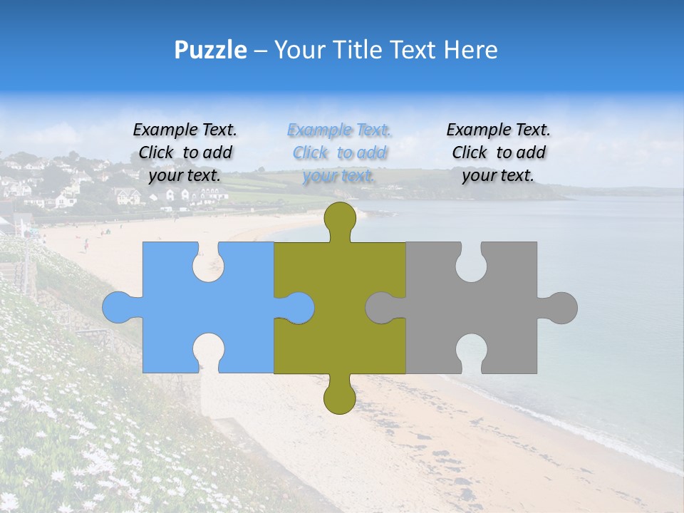 Gyllyngvase Beach In The Summer, Falmouth, Cornwall. PowerPoint Template