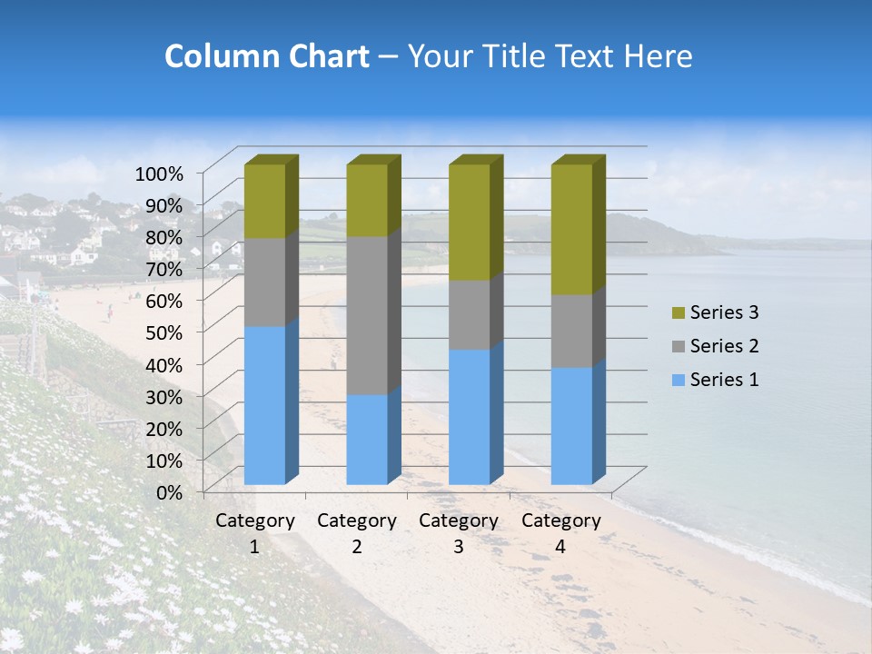 Gyllyngvase Beach In The Summer, Falmouth, Cornwall. PowerPoint Template