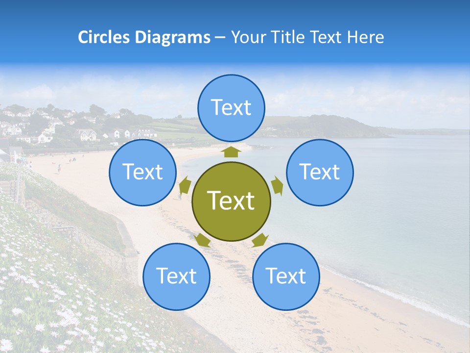 Gyllyngvase Beach In The Summer, Falmouth, Cornwall. PowerPoint Template