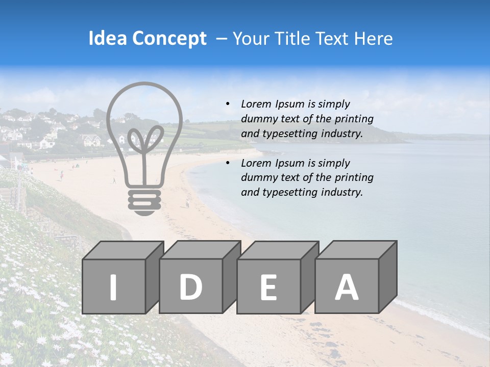 Gyllyngvase Beach In The Summer, Falmouth, Cornwall. PowerPoint Template