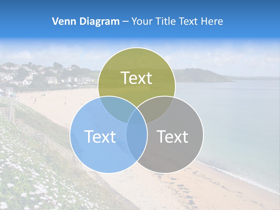 Gyllyngvase Beach In The Summer, Falmouth, Cornwall. PowerPoint Template