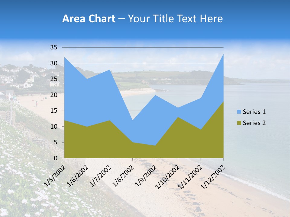 Gyllyngvase Beach In The Summer, Falmouth, Cornwall. PowerPoint Template