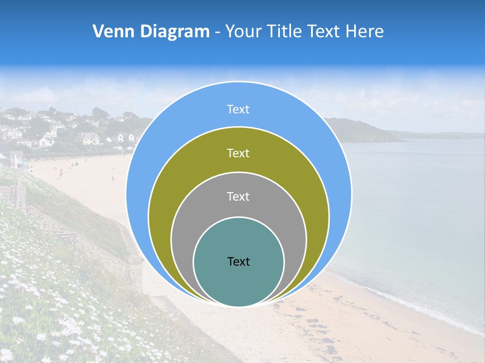 Gyllyngvase Beach In The Summer, Falmouth, Cornwall. PowerPoint Template