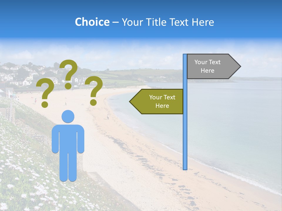 Gyllyngvase Beach In The Summer, Falmouth, Cornwall. PowerPoint Template