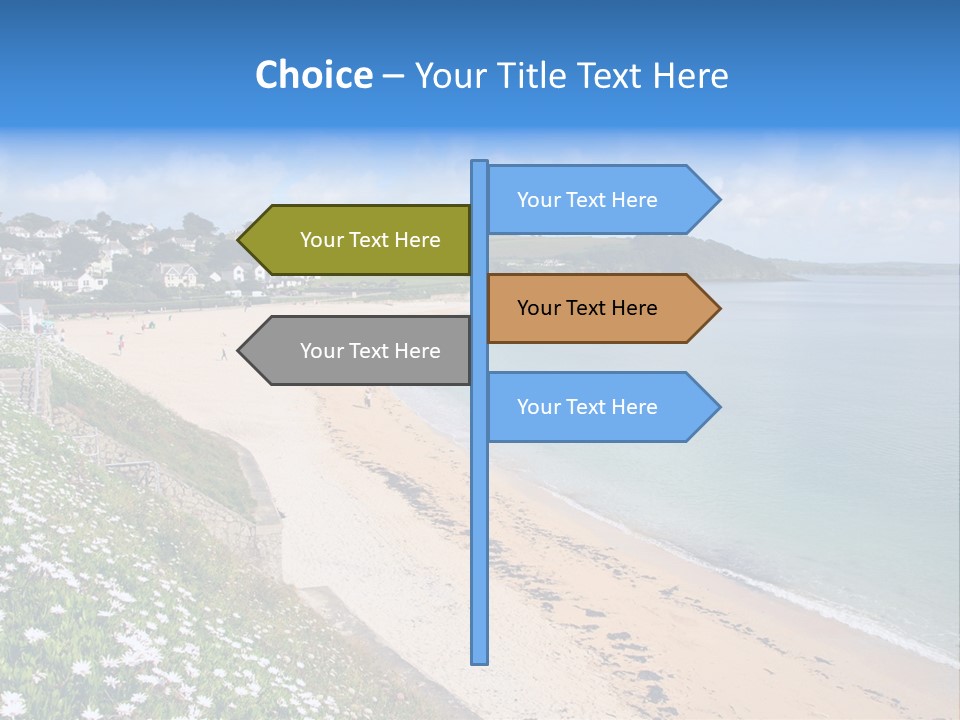 Gyllyngvase Beach In The Summer, Falmouth, Cornwall. PowerPoint Template