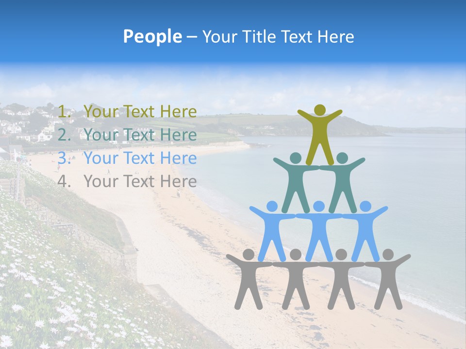 Gyllyngvase Beach In The Summer, Falmouth, Cornwall. PowerPoint Template