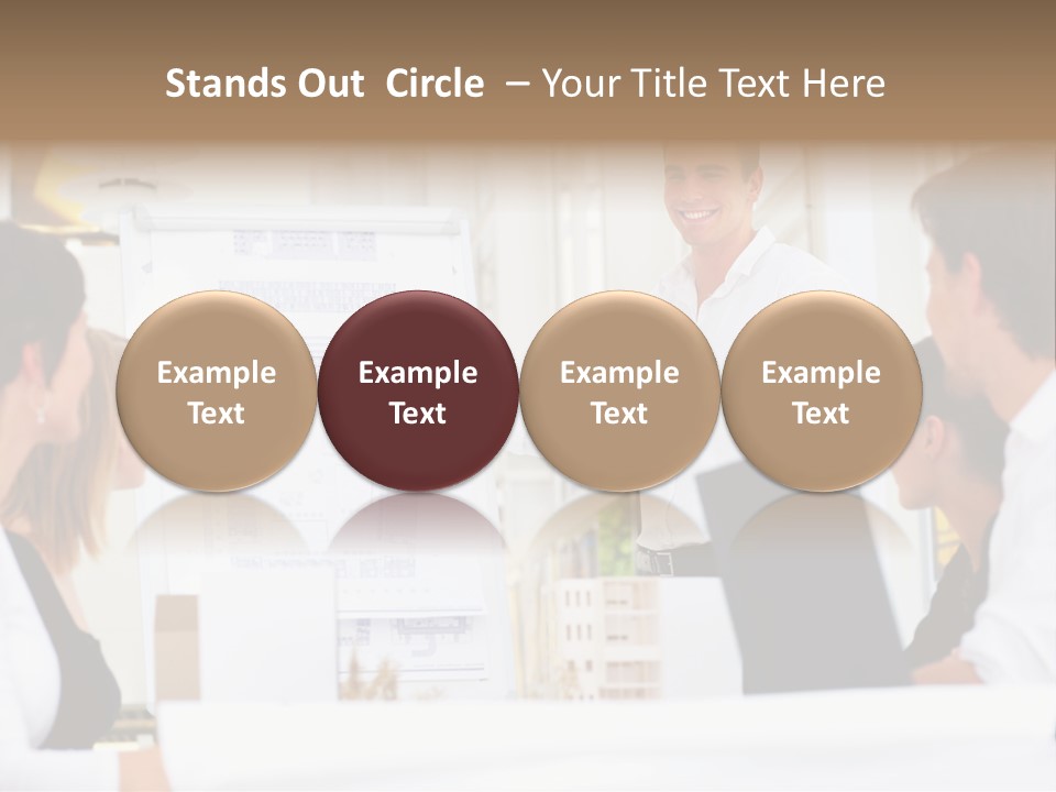 Three Girls Exit The Building On Exit Door. Exit Symbol PowerPoint Template