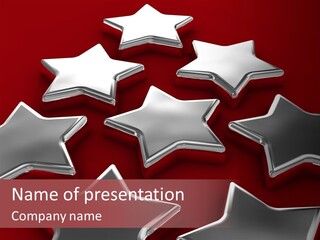 Chrome Stars On Red PowerPoint Template