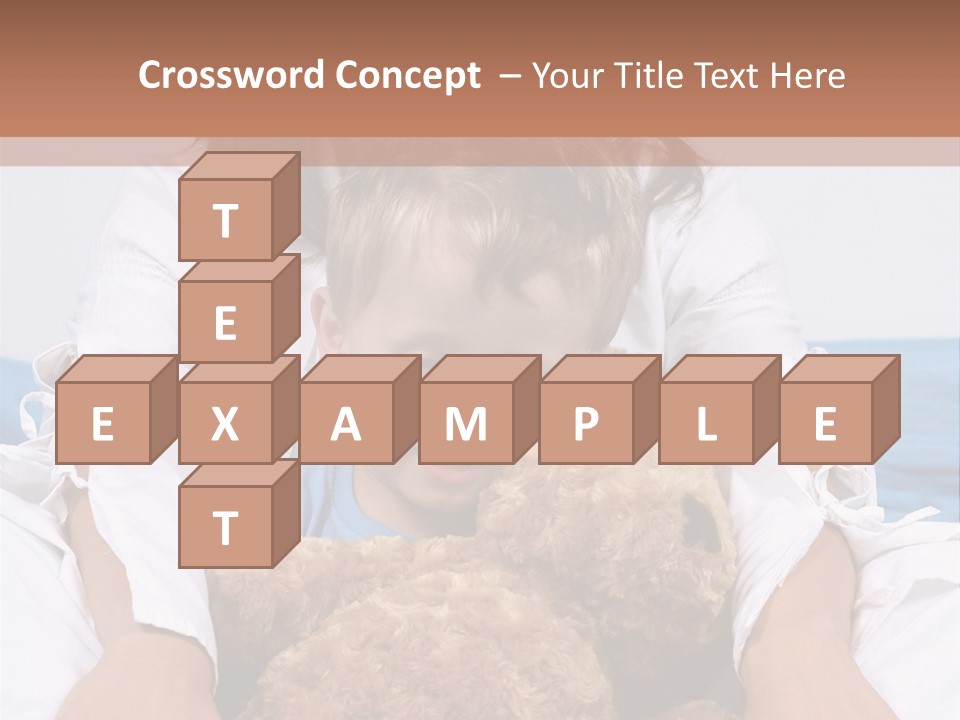 A Woman And A Child Sitting On A Bed With A Teddy Bear PowerPoint Template