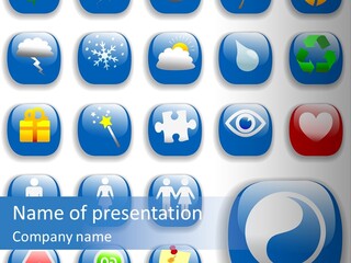 A Bunch Of Blue Buttons With A White Background PowerPoint Template