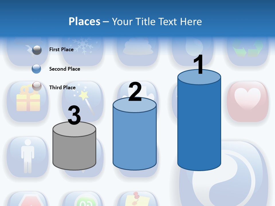 A Bunch Of Blue Buttons With A White Background PowerPoint Template