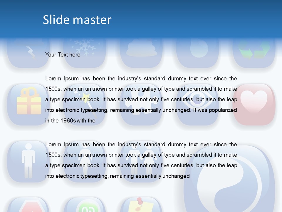 A Bunch Of Blue Buttons With A White Background PowerPoint Template