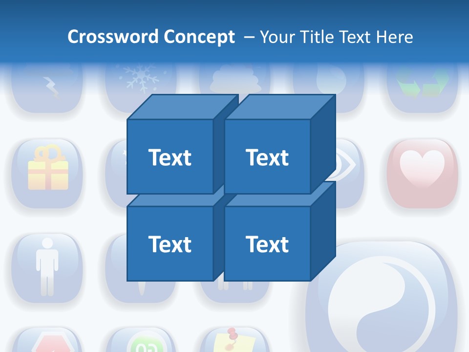 A Bunch Of Blue Buttons With A White Background PowerPoint Template