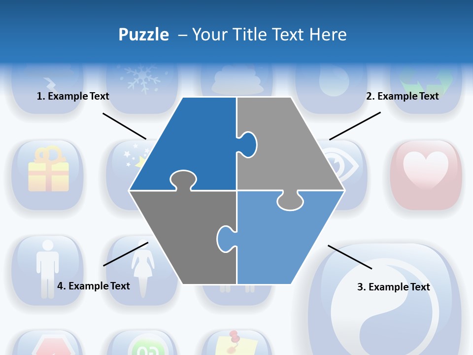 A Bunch Of Blue Buttons With A White Background PowerPoint Template