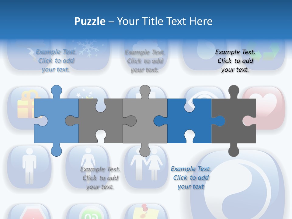 A Bunch Of Blue Buttons With A White Background PowerPoint Template