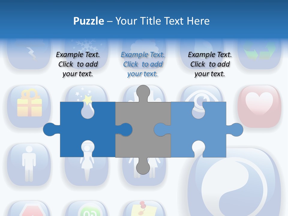 A Bunch Of Blue Buttons With A White Background PowerPoint Template