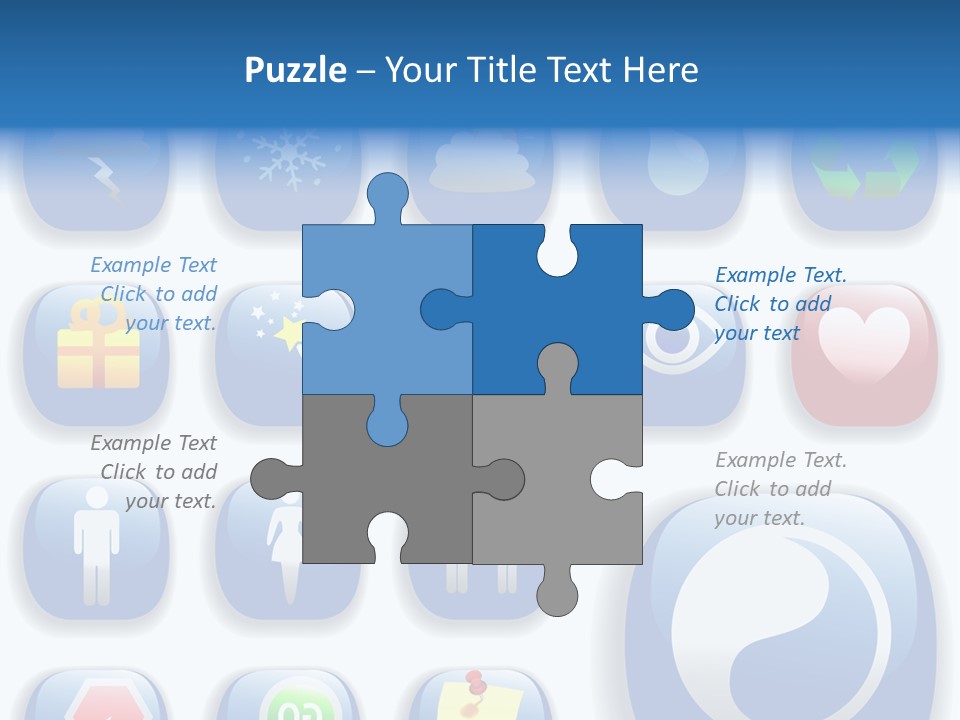 A Bunch Of Blue Buttons With A White Background PowerPoint Template