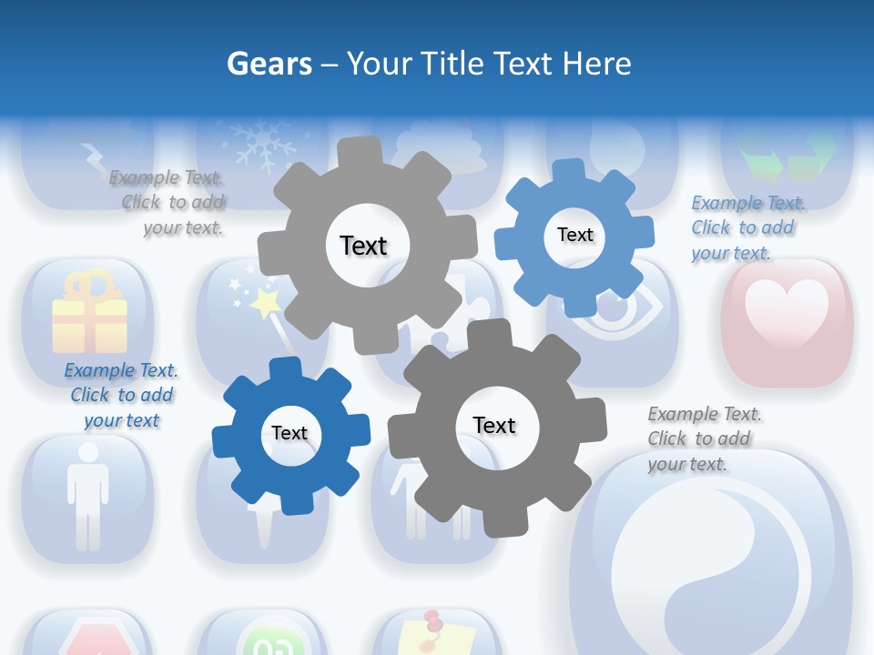 A Bunch Of Blue Buttons With A White Background PowerPoint Template