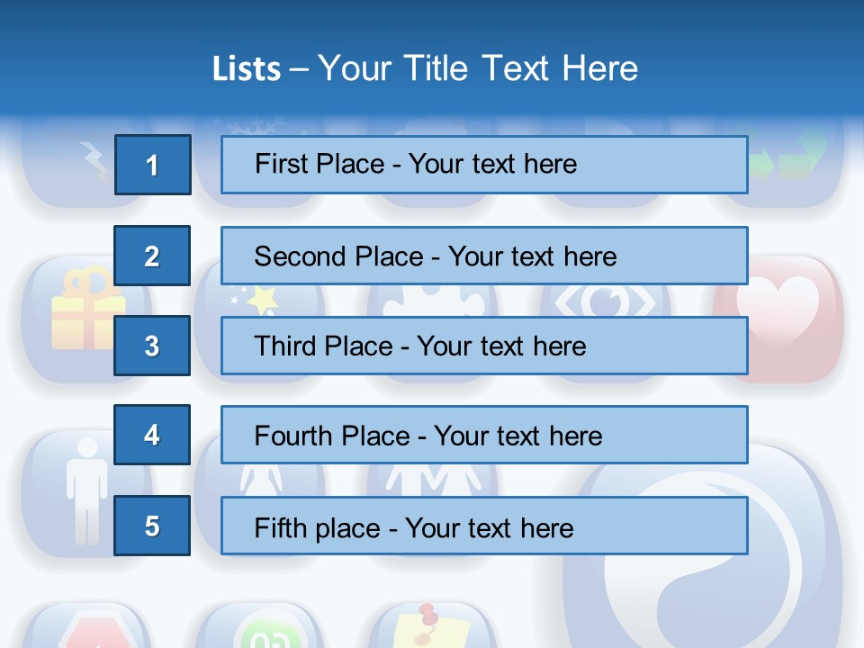 A Bunch Of Blue Buttons With A White Background PowerPoint Template