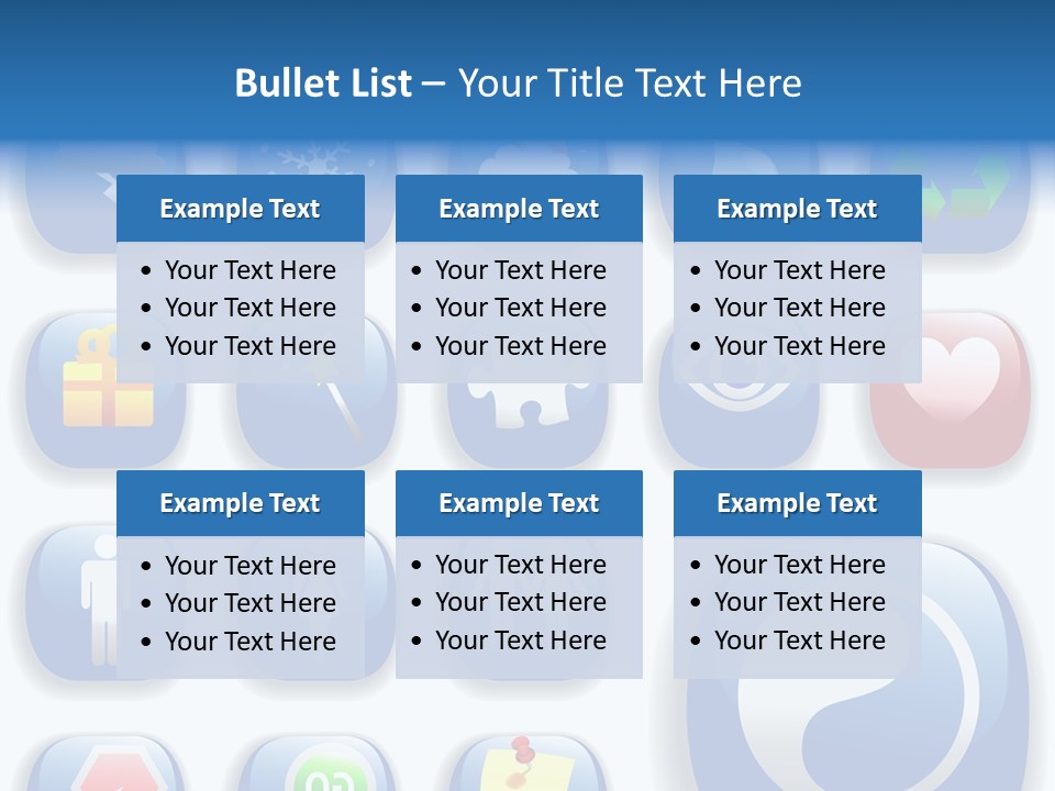 A Bunch Of Blue Buttons With A White Background PowerPoint Template