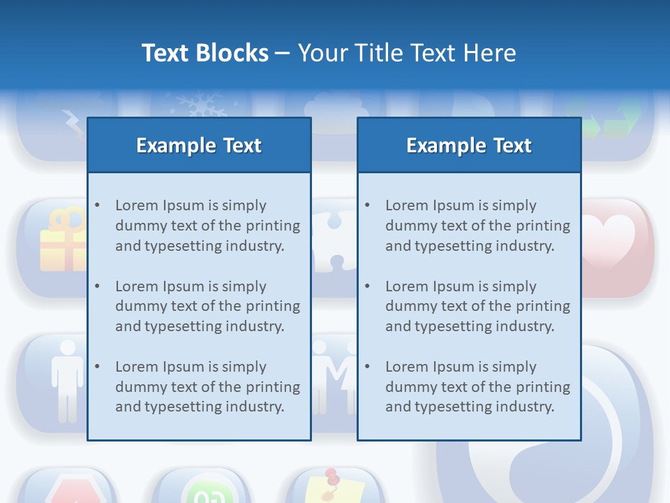 A Bunch Of Blue Buttons With A White Background PowerPoint Template