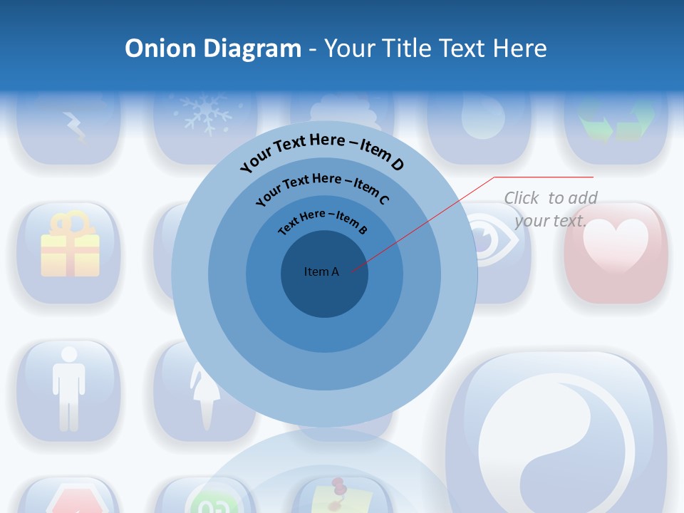 A Bunch Of Blue Buttons With A White Background PowerPoint Template